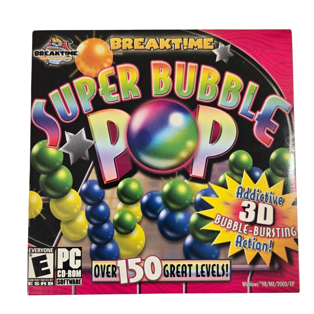 Super Bubble Pop PC Game 2002 Vintage Y2K CD-ROM Breaktime Entertainment